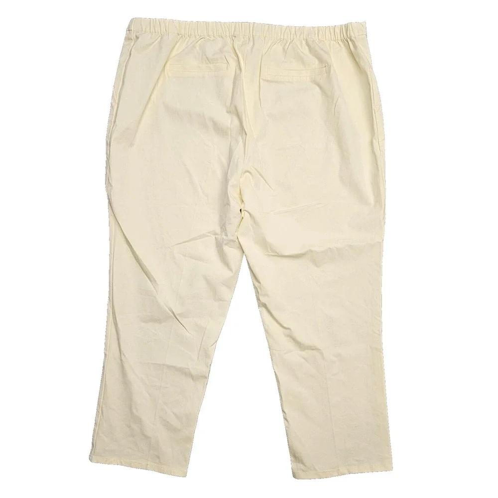 Isaac Mizrahi Live! Women's Cream Stretch Cropped‎ Trouser Dress Pants Size 28W